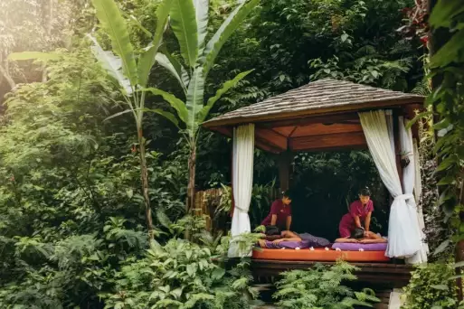 Guests receiving massages outdoors